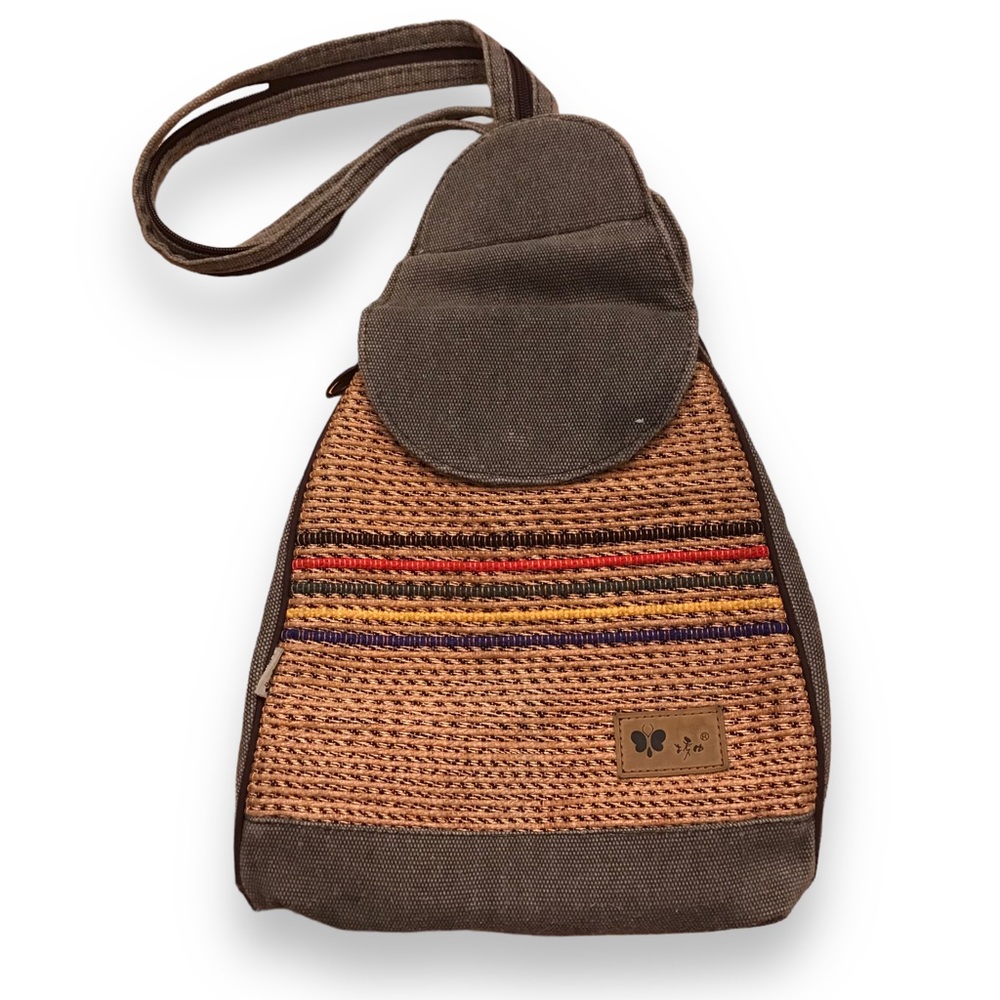 Adorable Canvas and Woven Festival Backpack / Bag